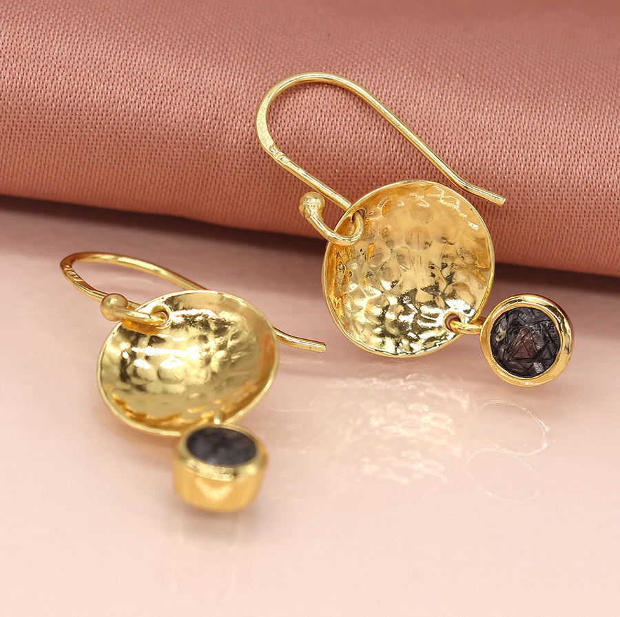 Aureus 14k Gold Plated Hammered Earrings