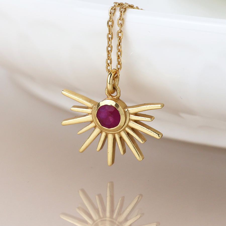 Aureus Gold Plated Half Sunburst Necklace