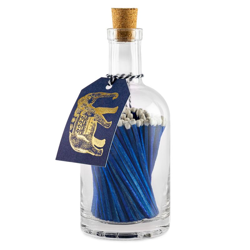 Glass Bottle Matches - Elephant Blue