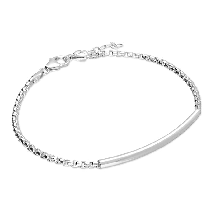 Curved Bar & Box Chain Bracelet