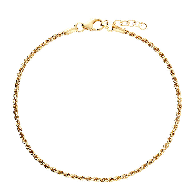 Gold Plated Sterling Silver Rope Bracelet