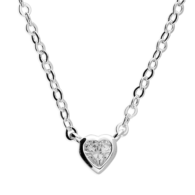 Silver CZ Heart Necklace
