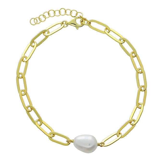Paper Clip Pearl Bracelet