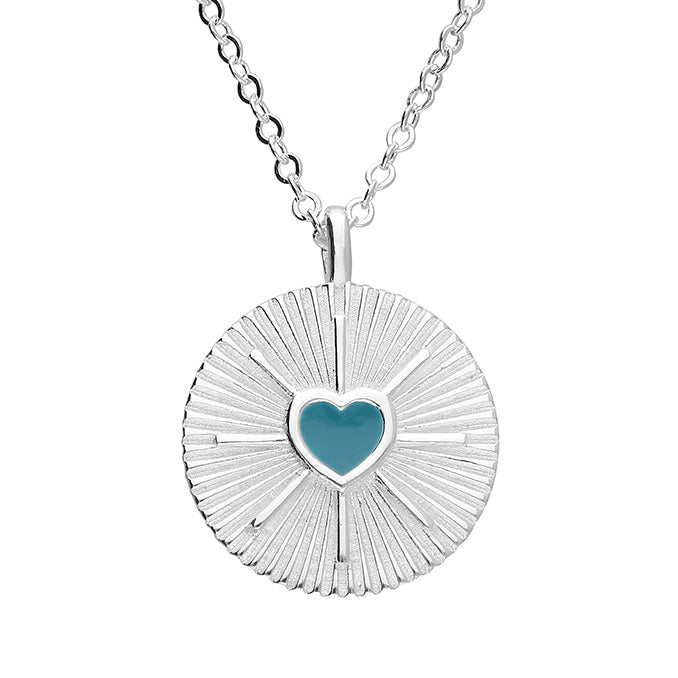 Enamel Heart Disc SS Necklace