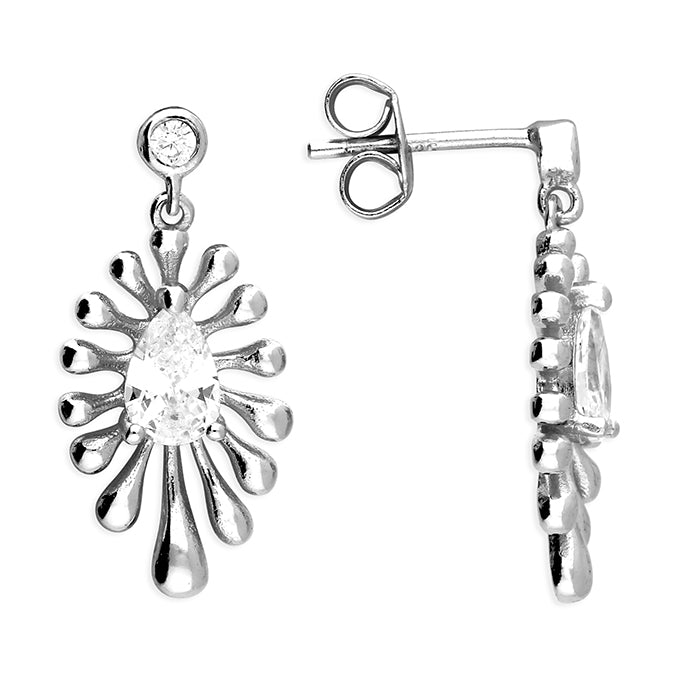 Sterling Silver Paint Splash Earrings - Silver
