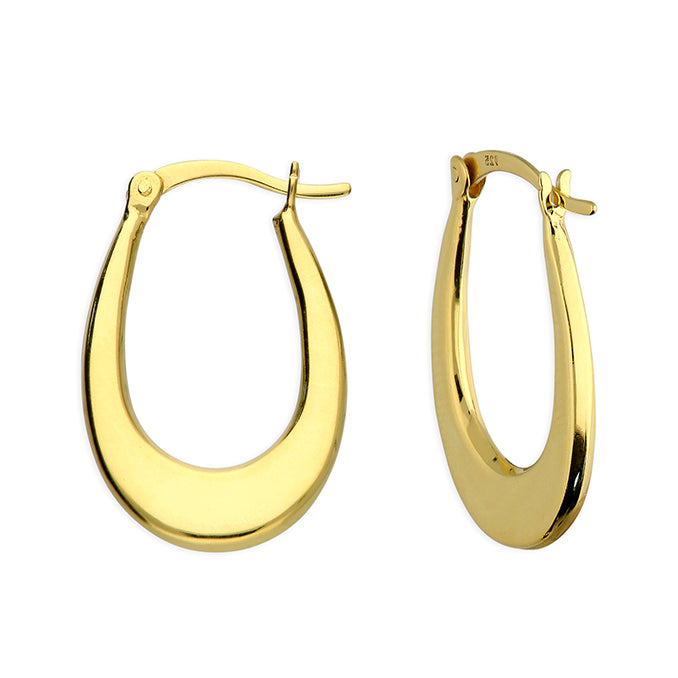 Gold Plated Sterling Silver Oval Hoop Earrings