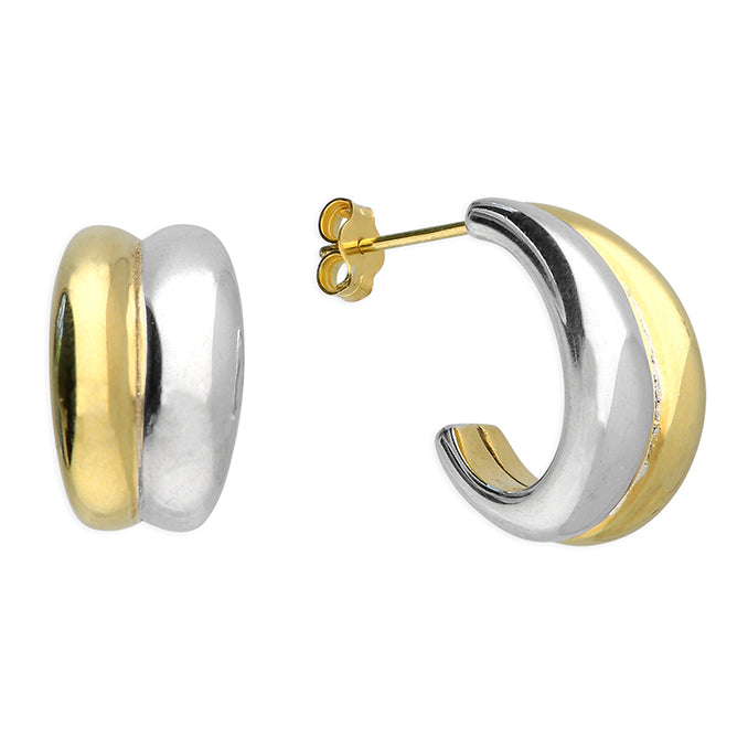 Sterling Silver Two Tone Half Hoop Earring