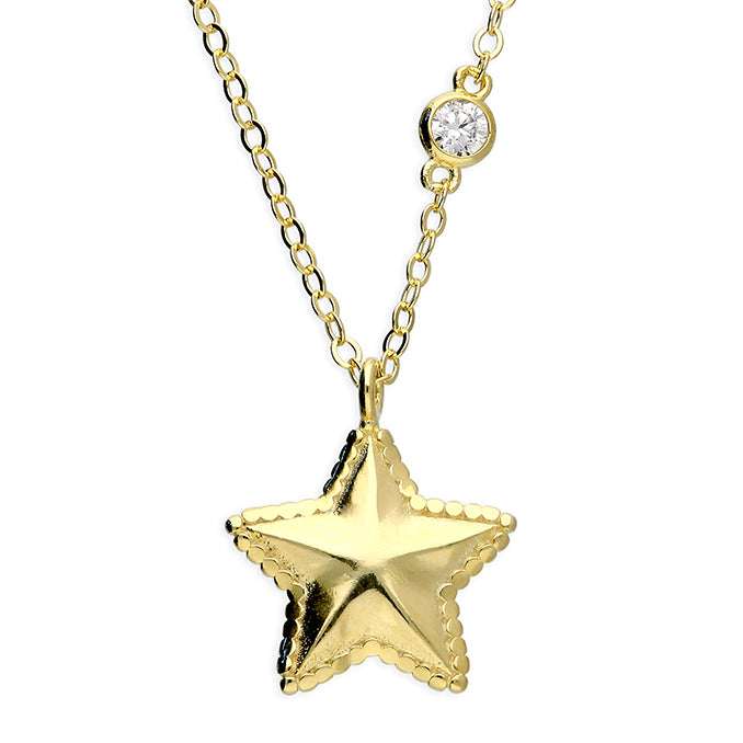 Puffed Star Pendant Necklace - Gold