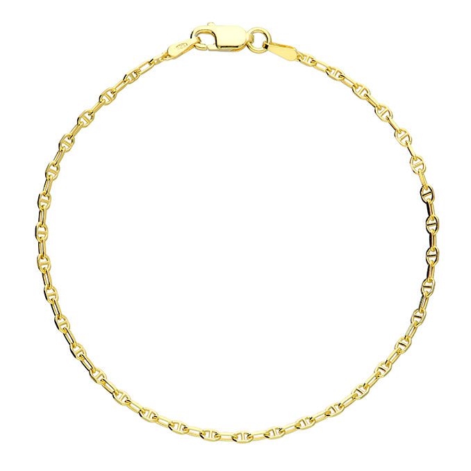 Sterling Silver Anchor Chain Bracelet - Gold