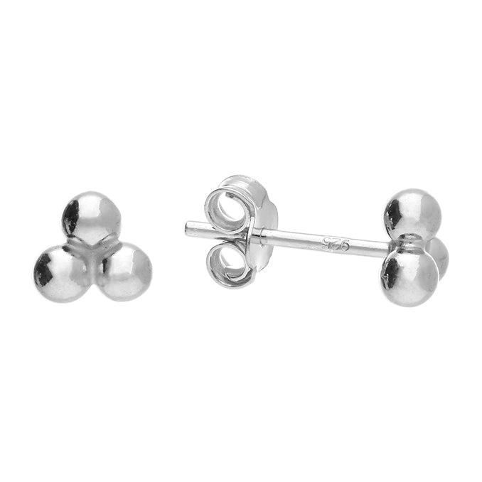 Triple Bead Stud Earrings