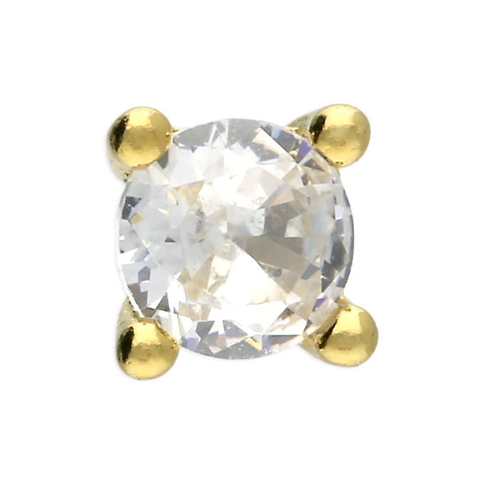 Cubic Zirconia Single Labret Stud Earring - Gold