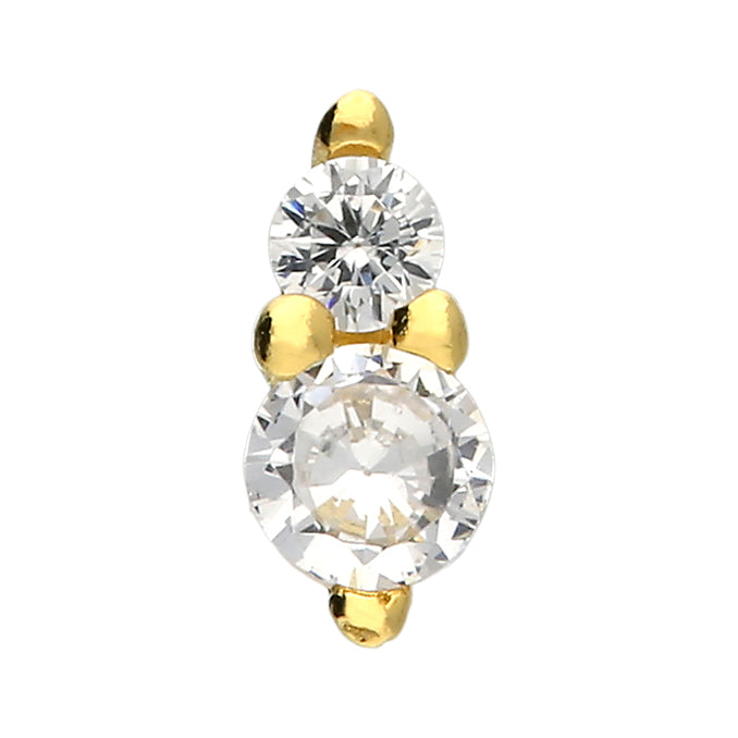 Cubic Zirconia Single Labret Stud Earring - Gold
