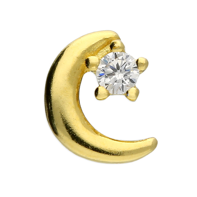 Moon Single Labret Stud Earring - Gold Plated
