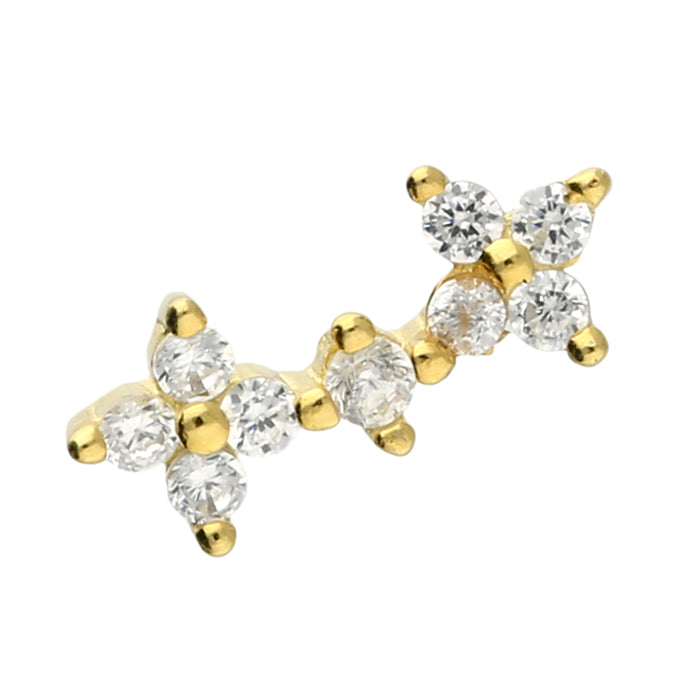 Floral Single Labret Stud Earring - Gold Plated
