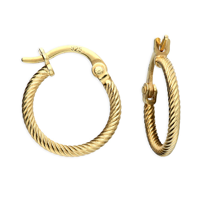 Rope Twist Hoop Earrings - Gold Plated