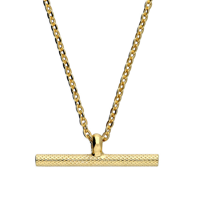 Sterling Silver T-Bar Necklace - Gold Plated