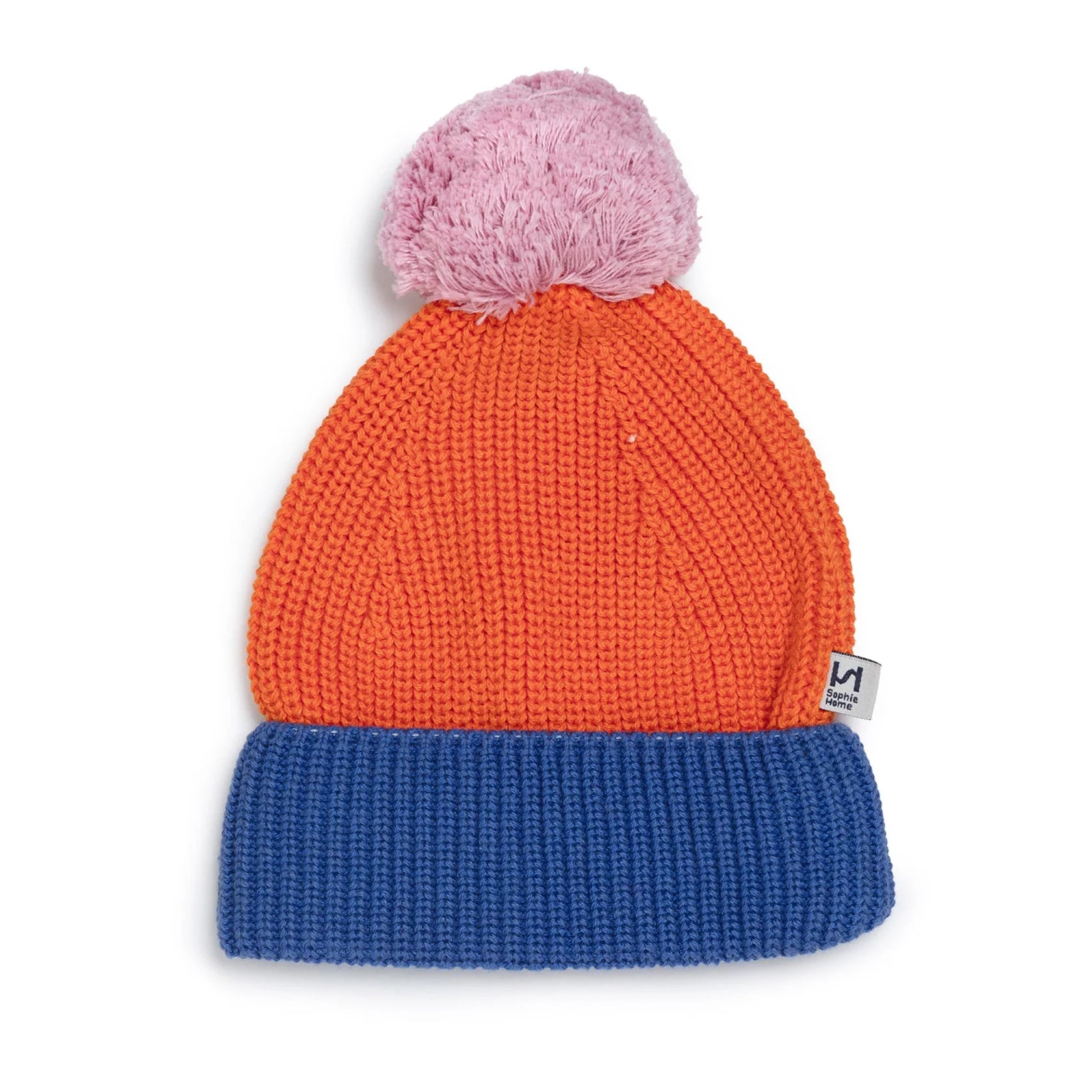Baby Bobble Hat: Orange & Blue