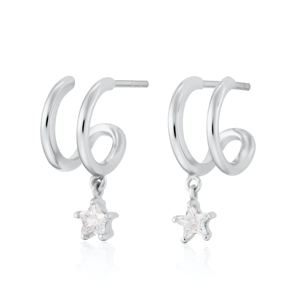 Illusion Hoop Earrings with Star Drop SS