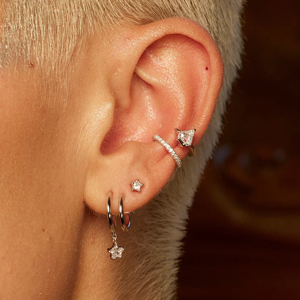 Illusion Hoop Earrings with Star Drop GP