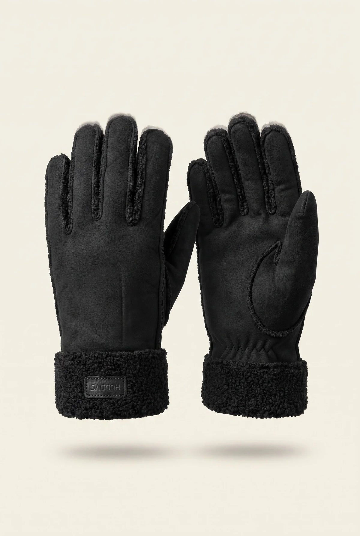 Men's - Faux Suede Gloves - Fur trimmed