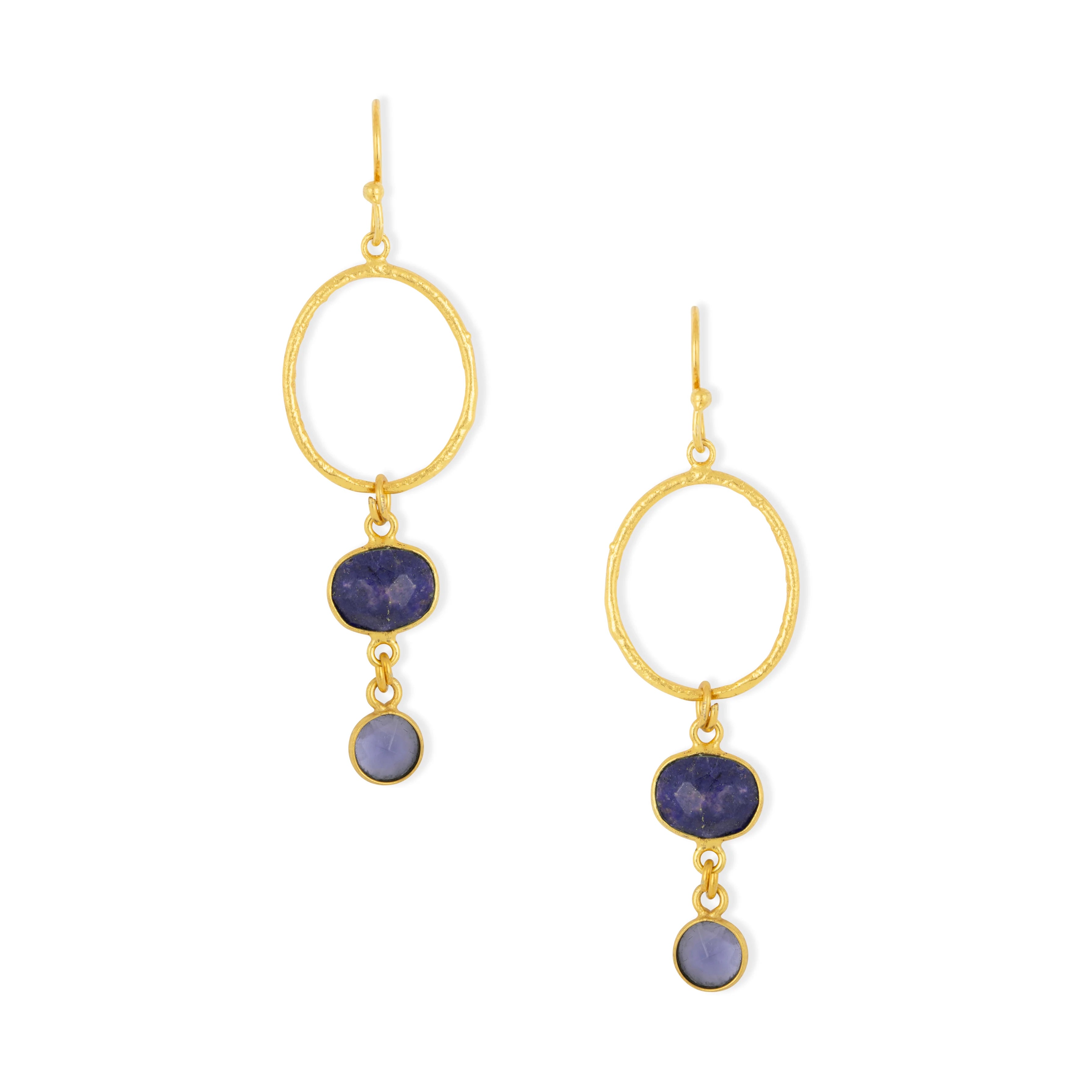 Ashiana London - Cadiz Gemstone Hoop Navy Earrings