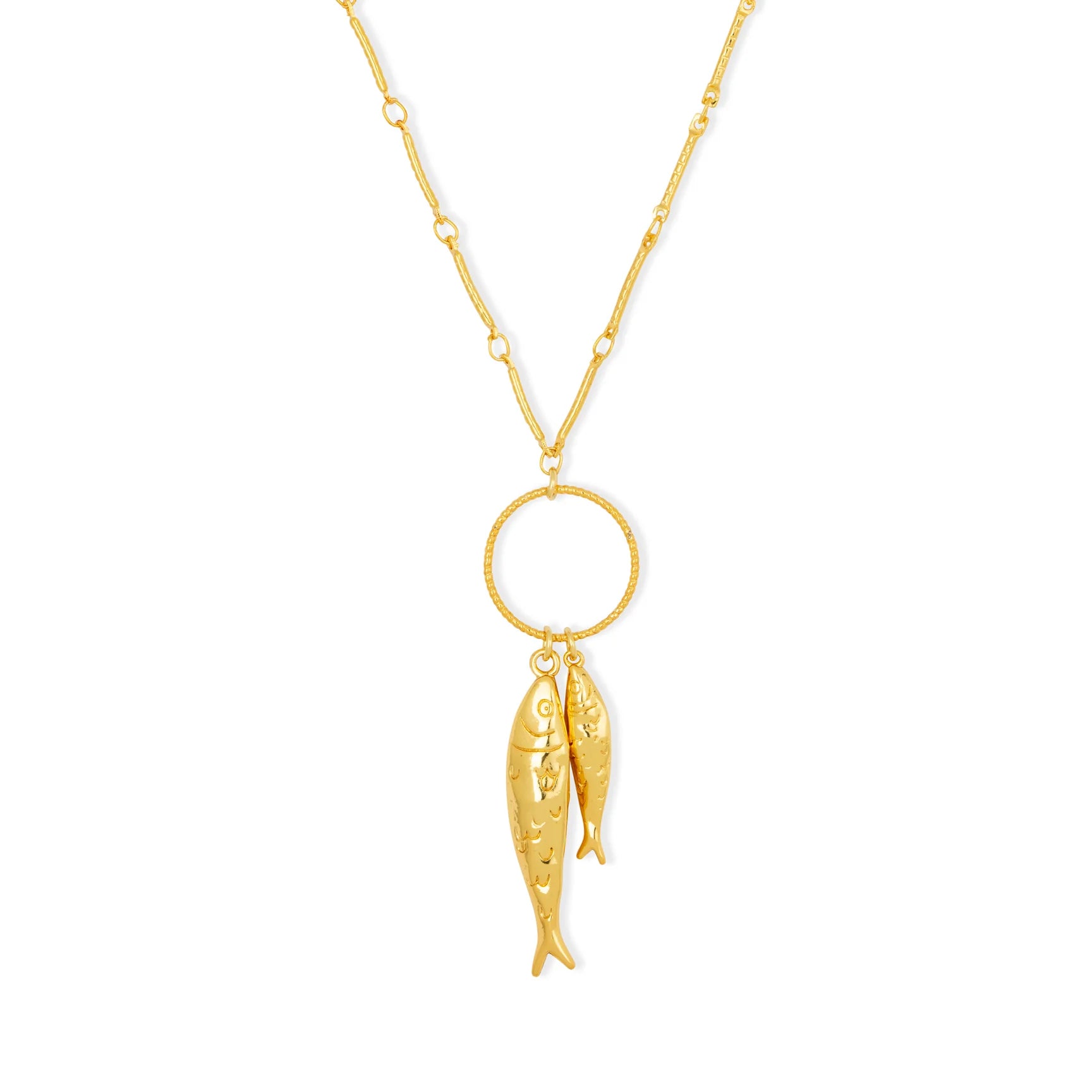 Ashiana - Sardine Fish Long Gold Necklace
