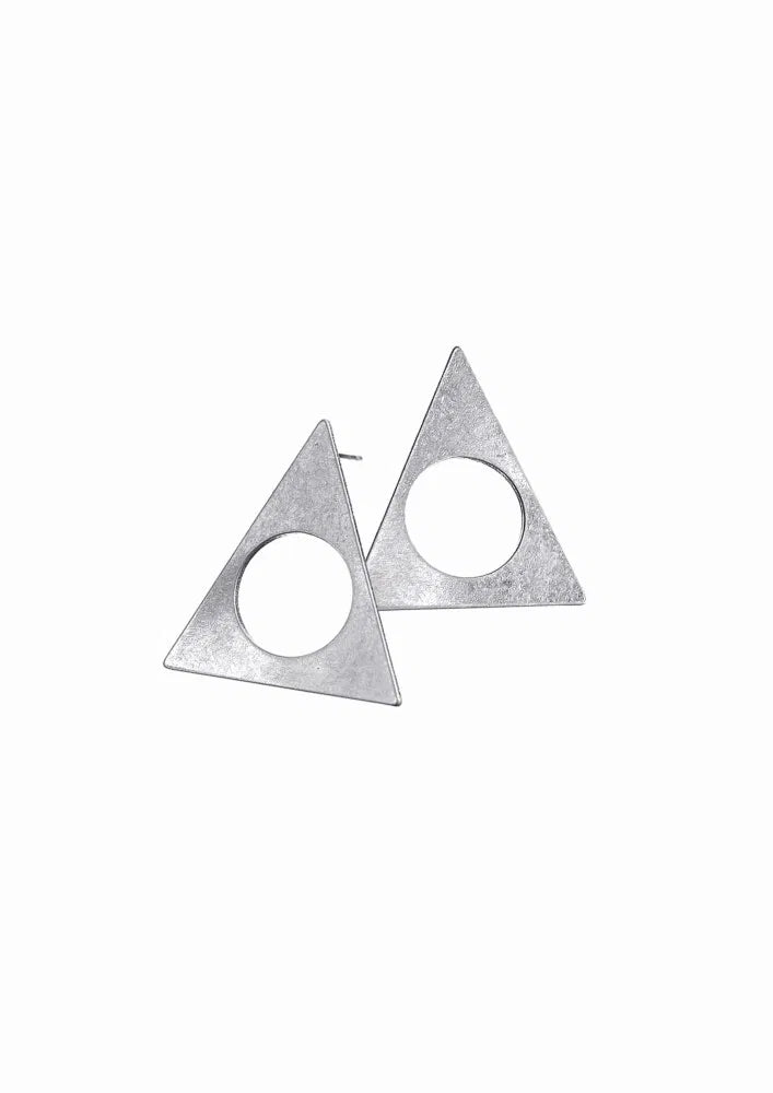 Window on Isoceles Stud Earrings - Silver