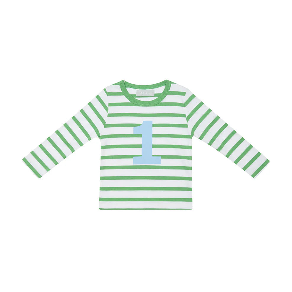 B&B - Grass Green & White Striped Top - Age 1