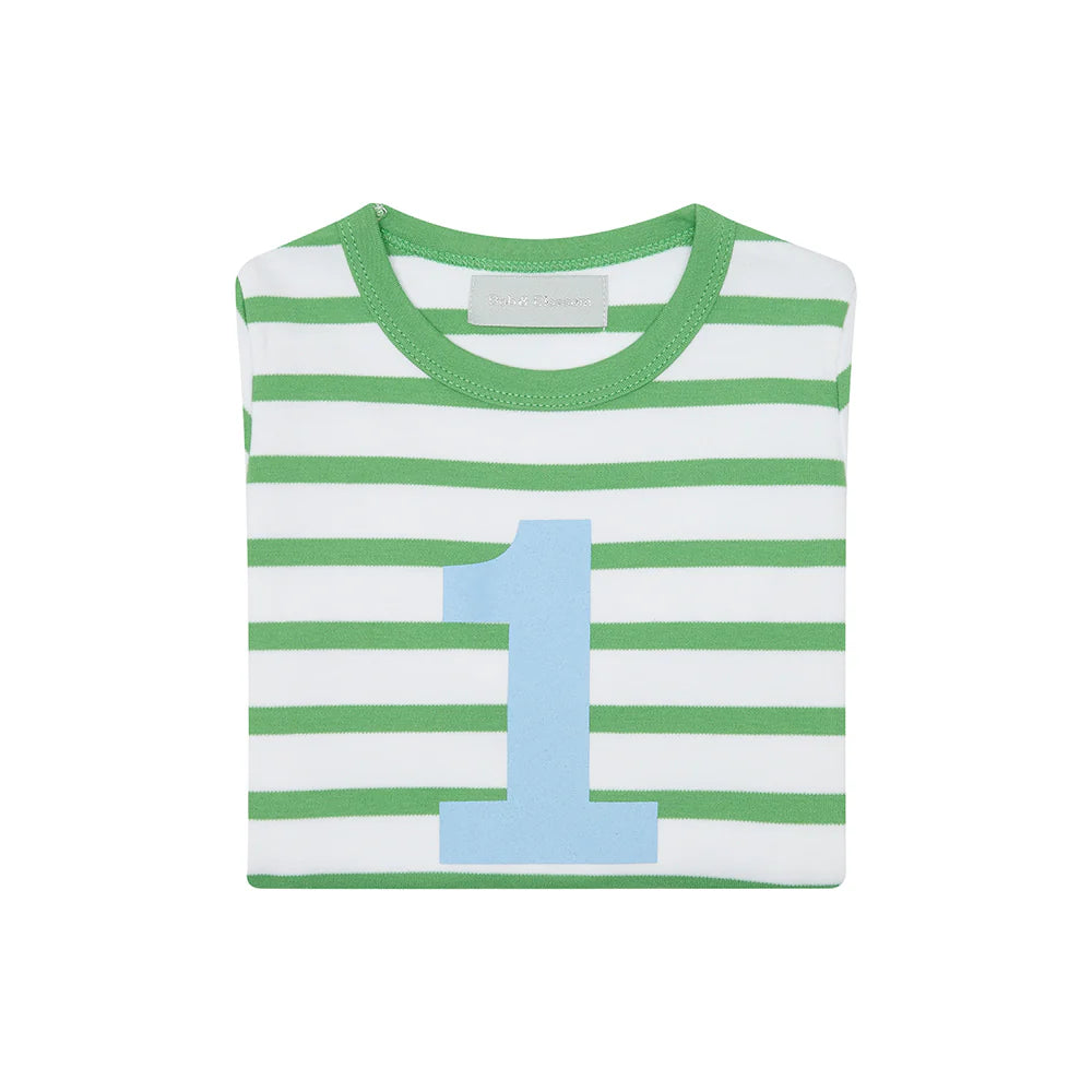 B&B - Grass Green & White Striped Top - Age 1