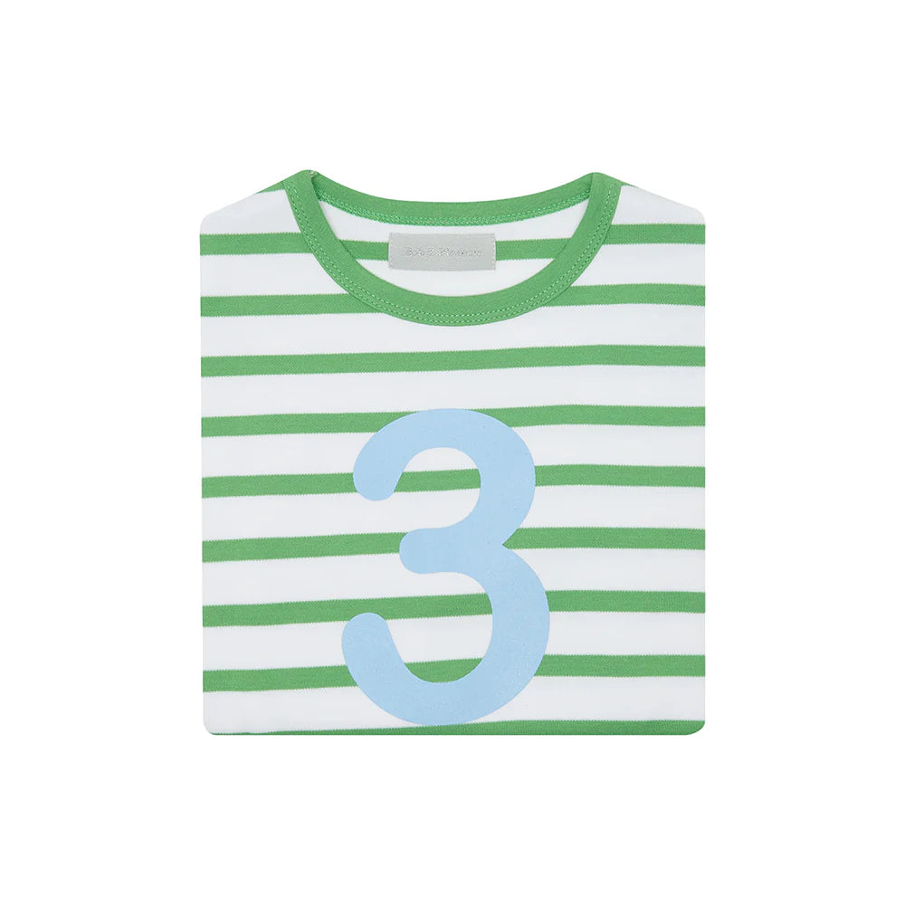 B&B - Grass Green & White Striped Top - Age 3