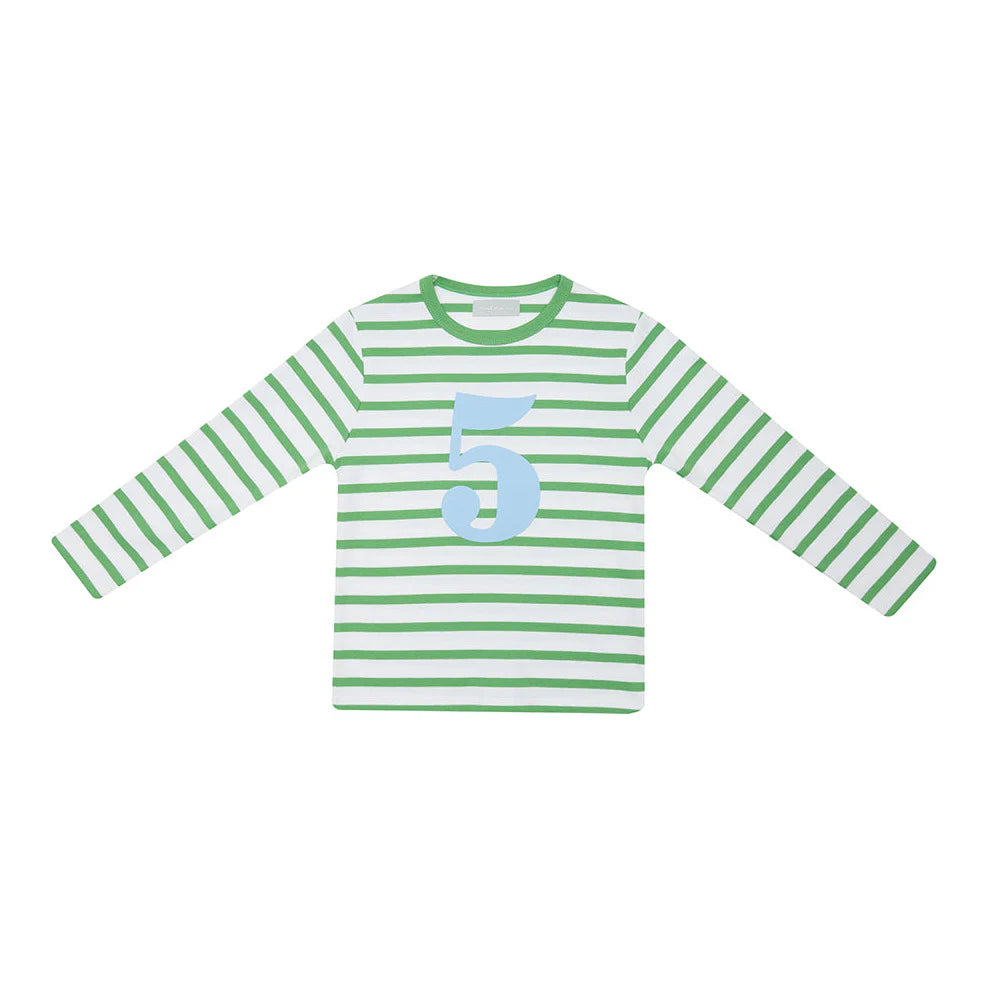 B&B - Grass Green & White Striped Top - Age 5
