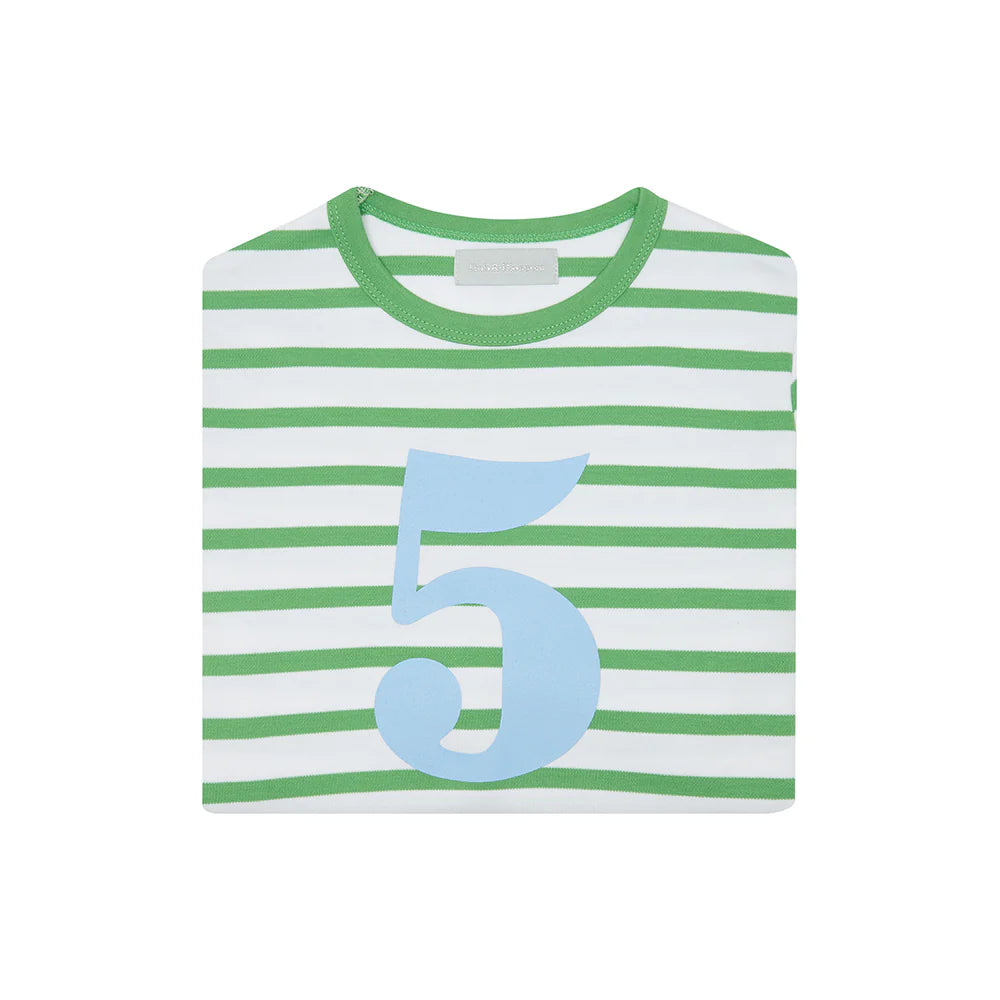 B&B - Grass Green & White Striped Top - Age 5