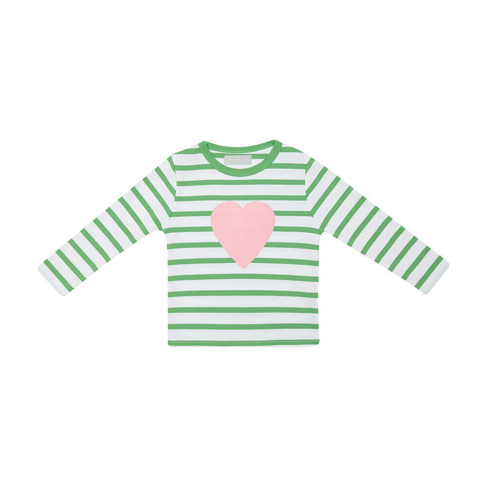 Green and White Heart Top - Age 1-2