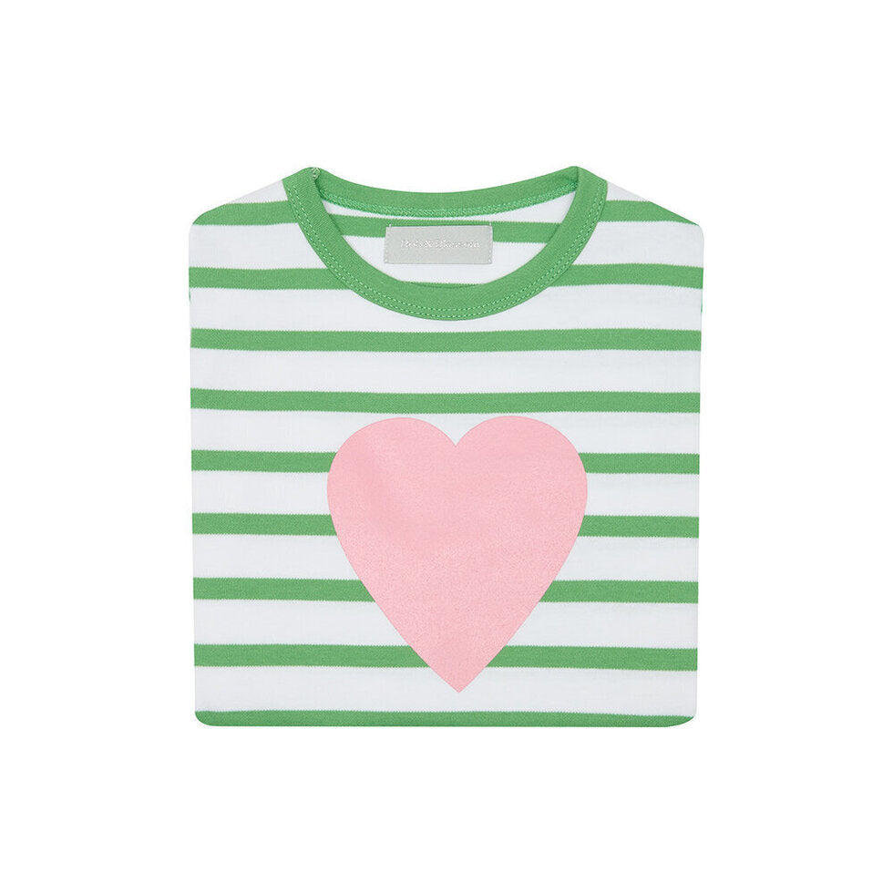 Green and White Heart Top - Age 1-2