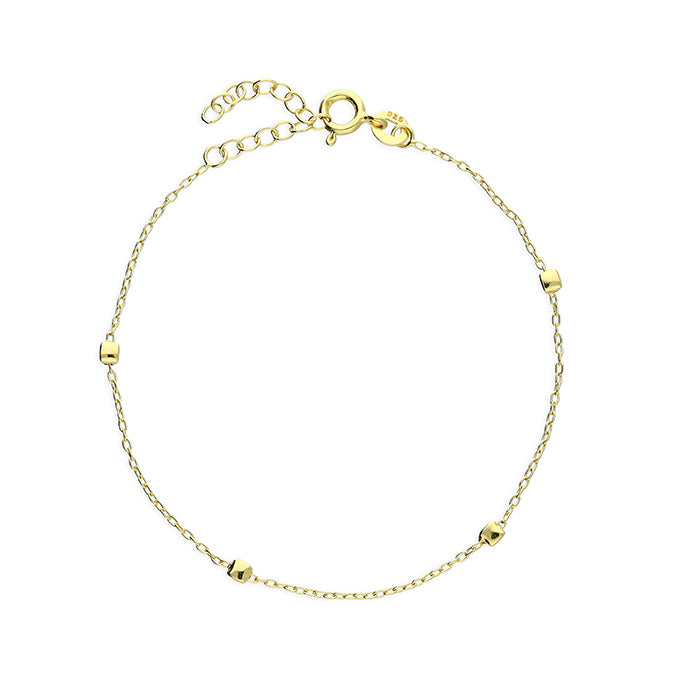 Cube Bead Bracelet - Gold Plated Sterling Silver