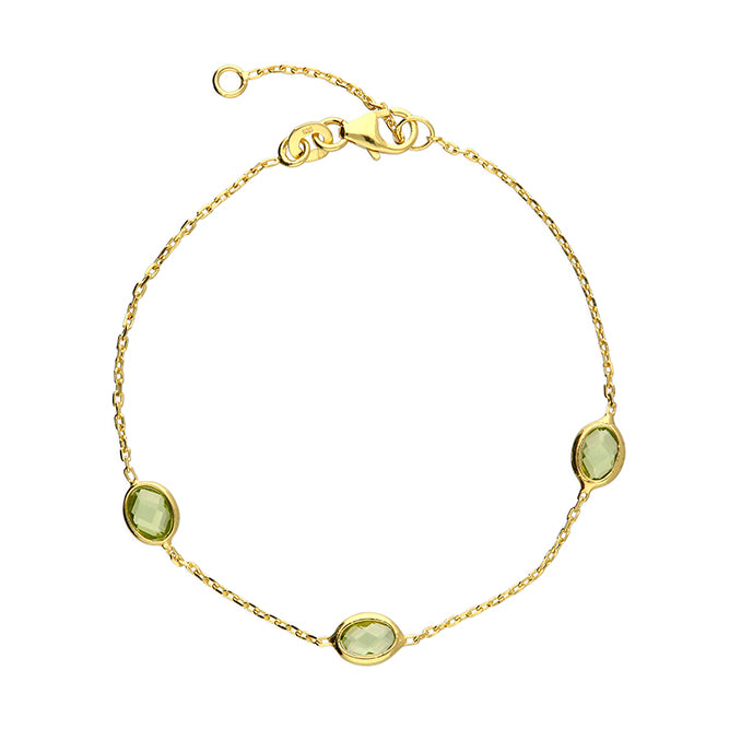 Peridot Bracelet - Gold Plated Sterling Silver