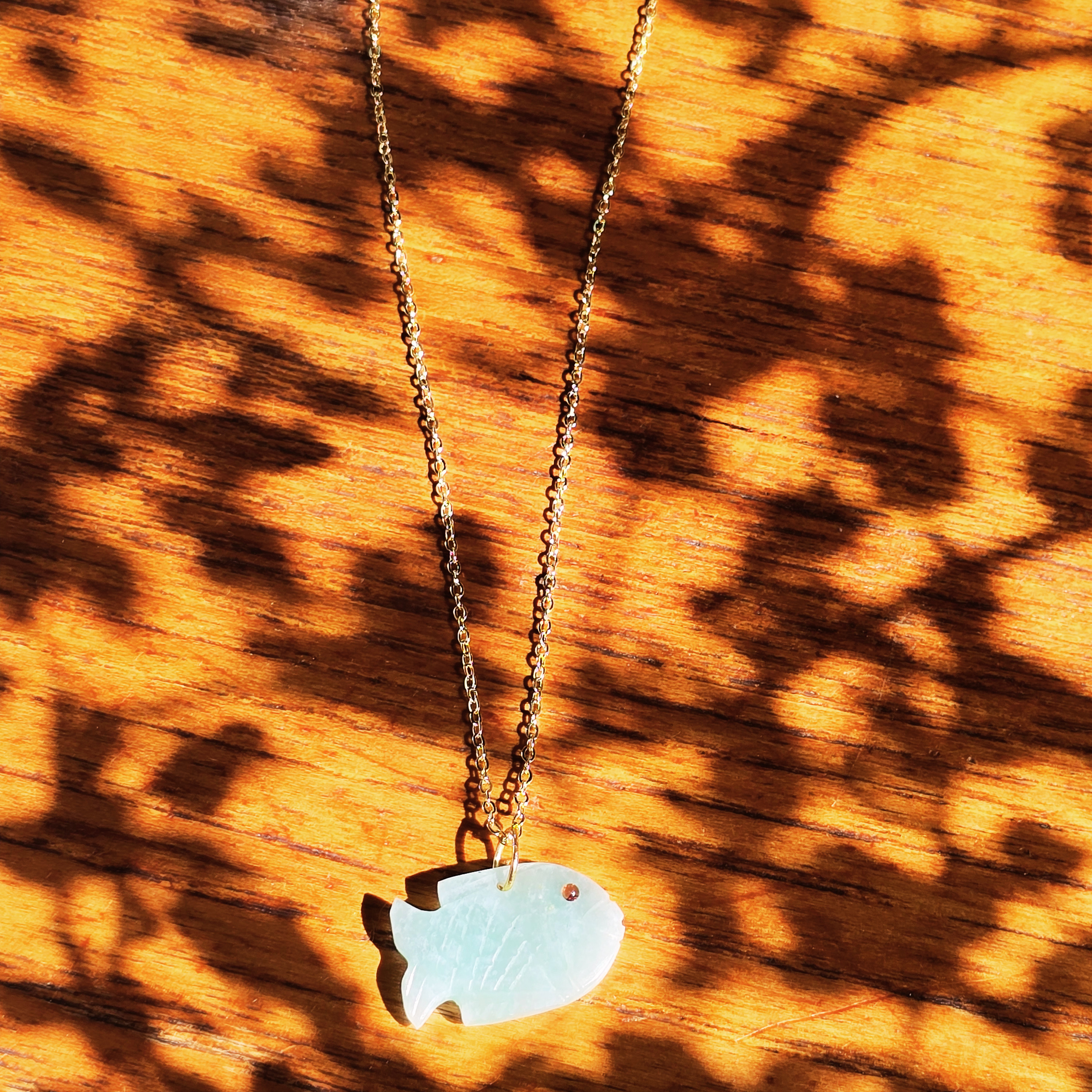 MOOCH London - Carved Gemstone Fish Pendant Necklace