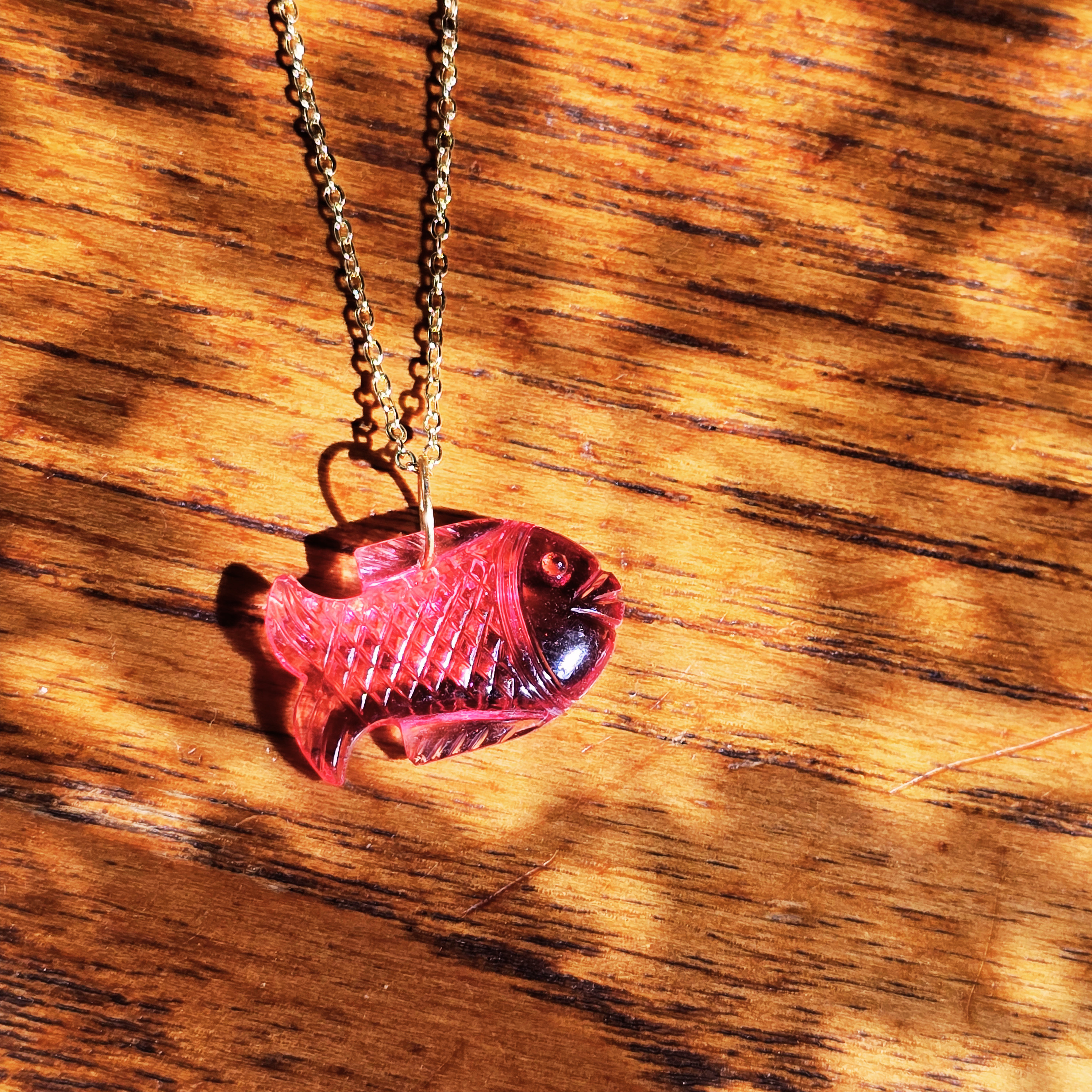 MOOCH London - Carved Gemstone Fish Pendant Necklace