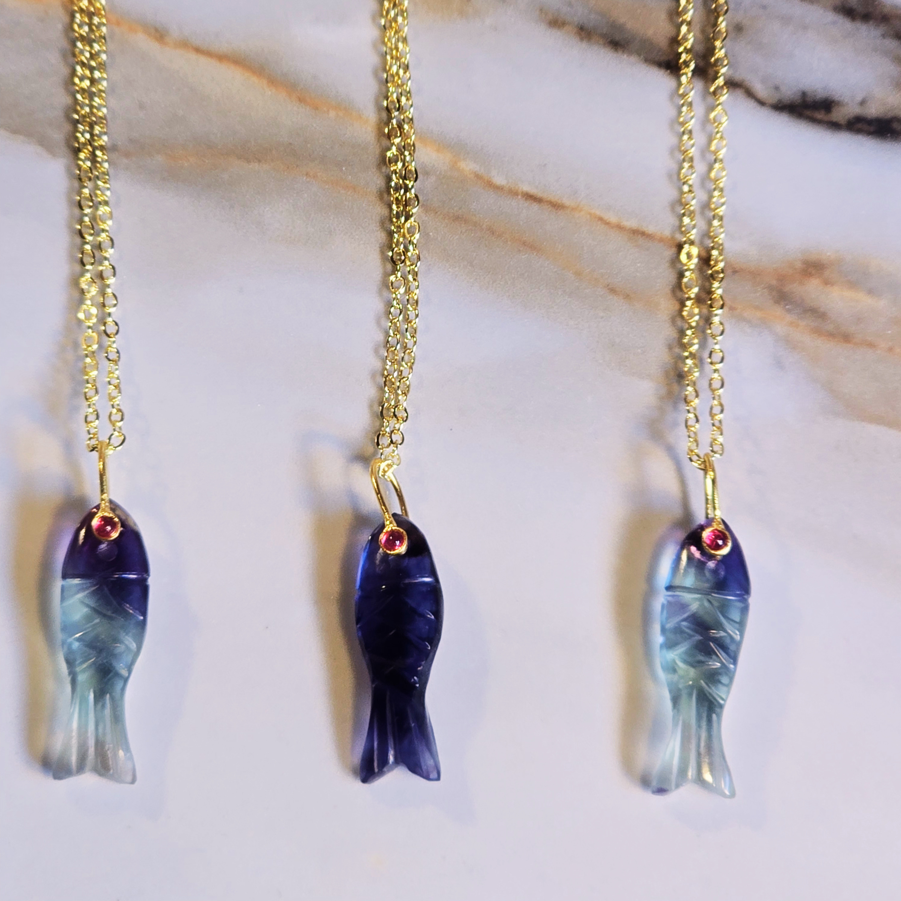 MOOCH London - Carved Gemstone Sardine Pendant Necklace