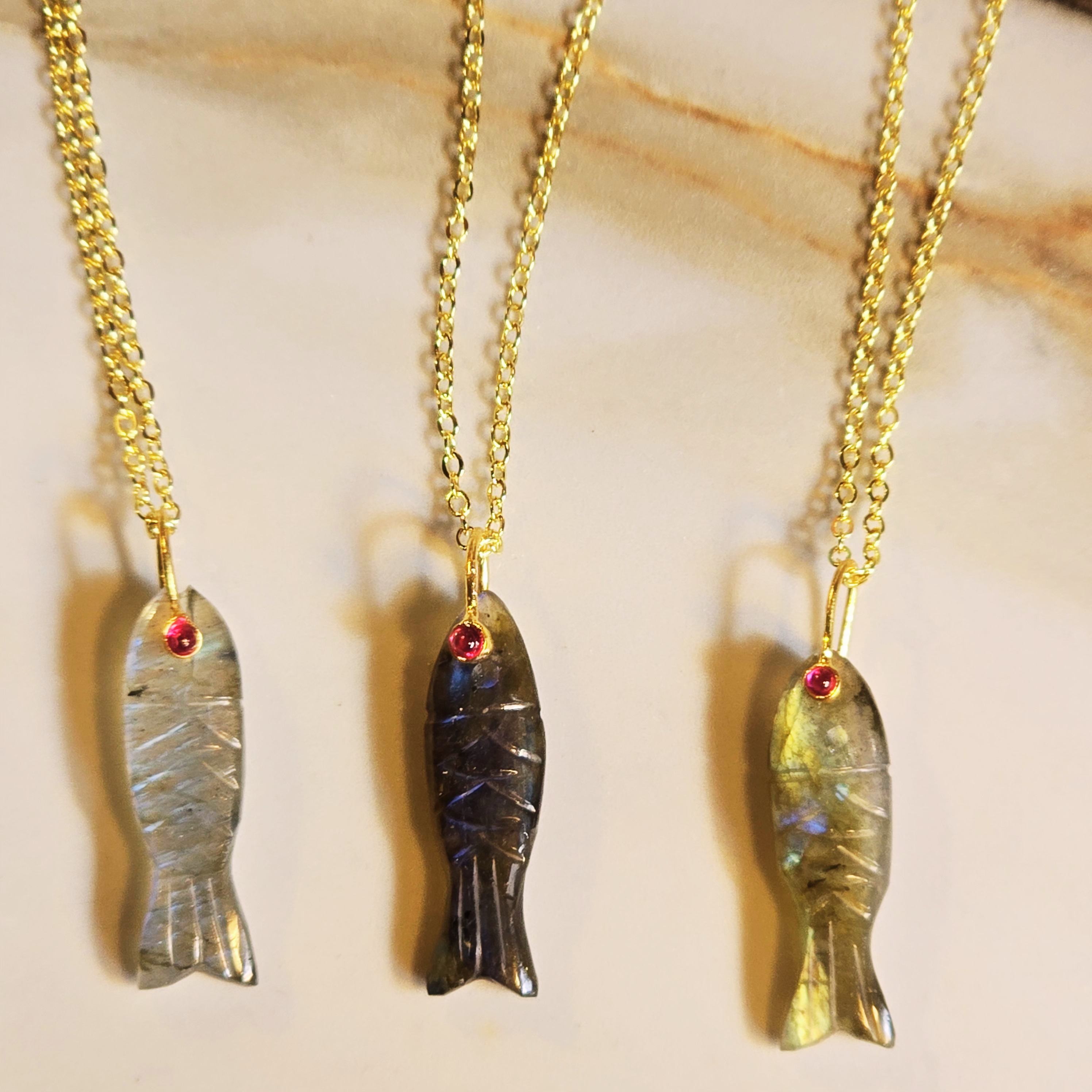 MOOCH London - Carved Gemstone Sardine Pendant Necklace