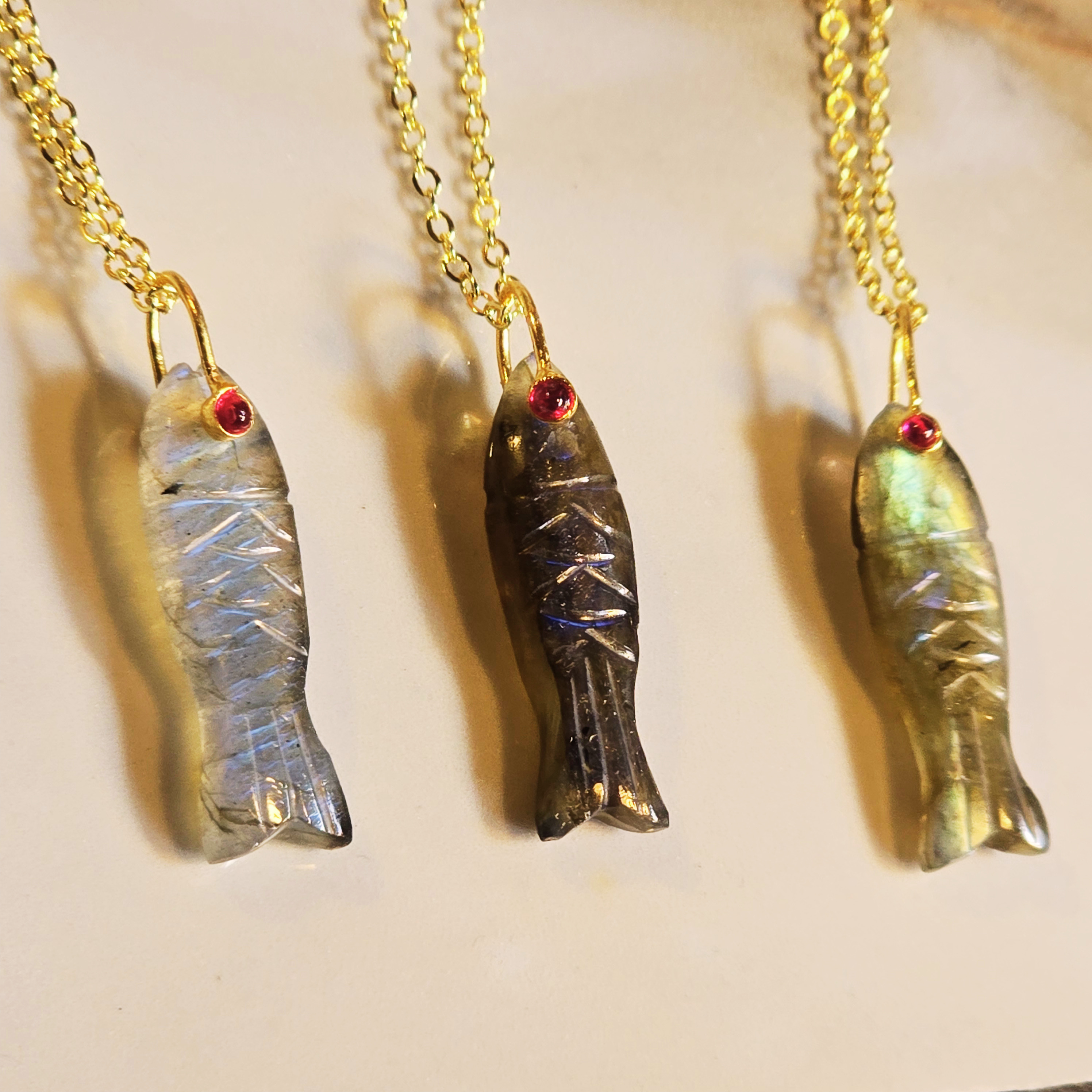 MOOCH London - Carved Gemstone Sardine Pendant Necklace