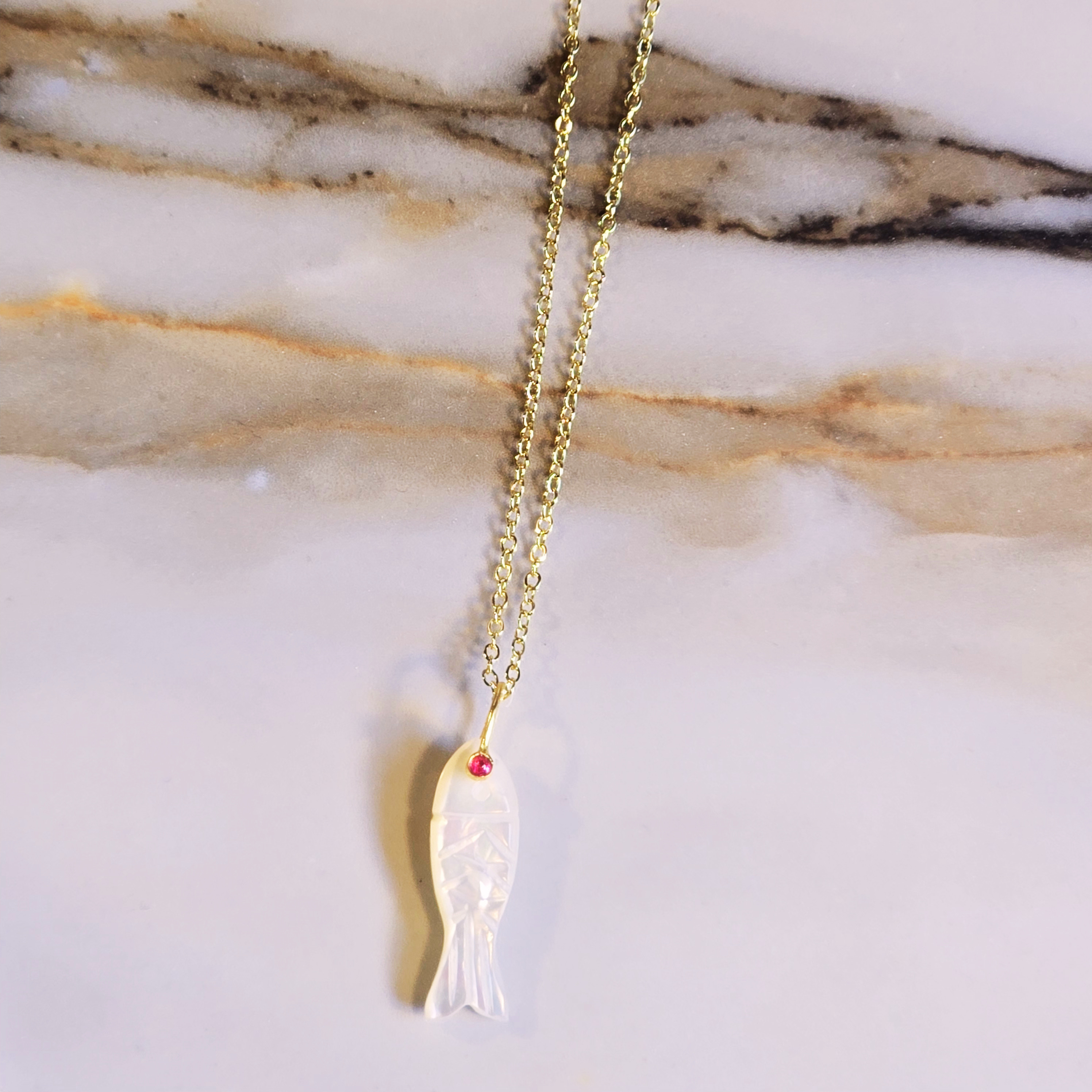 MOOCH London - Carved Gemstone Sardine Pendant Necklace