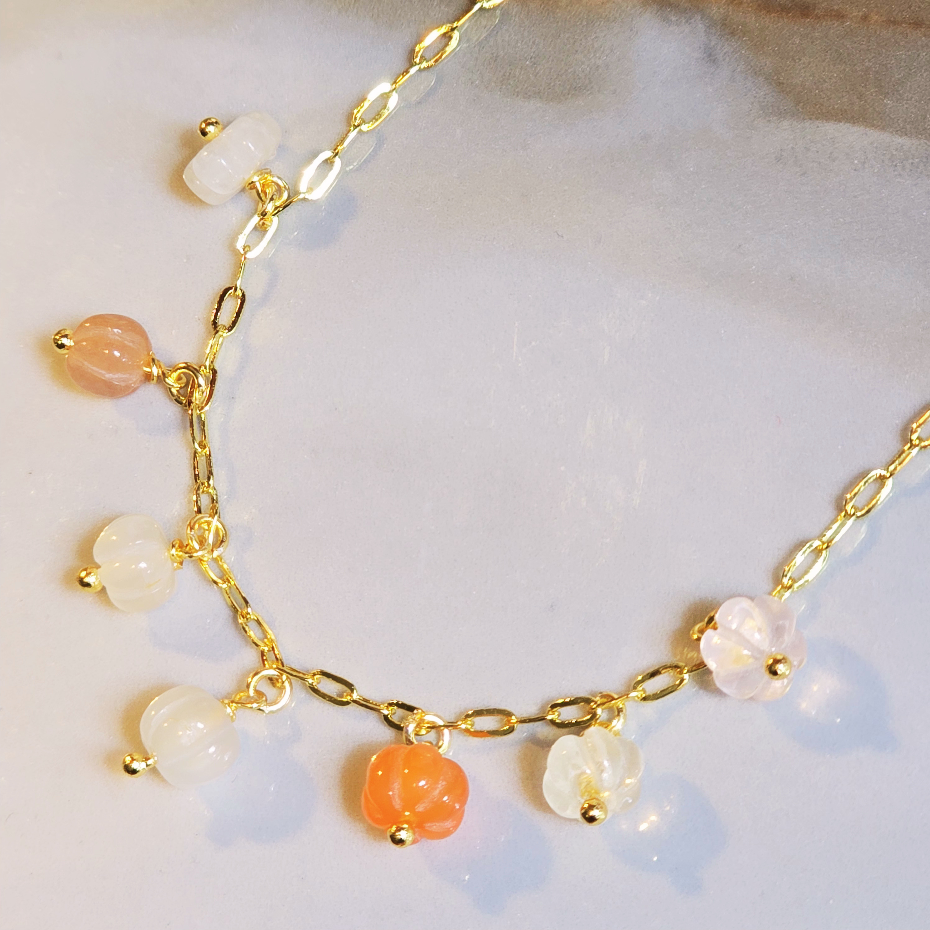 MOOCH London - Carved Gemstone Pumpkin Pendant Necklace