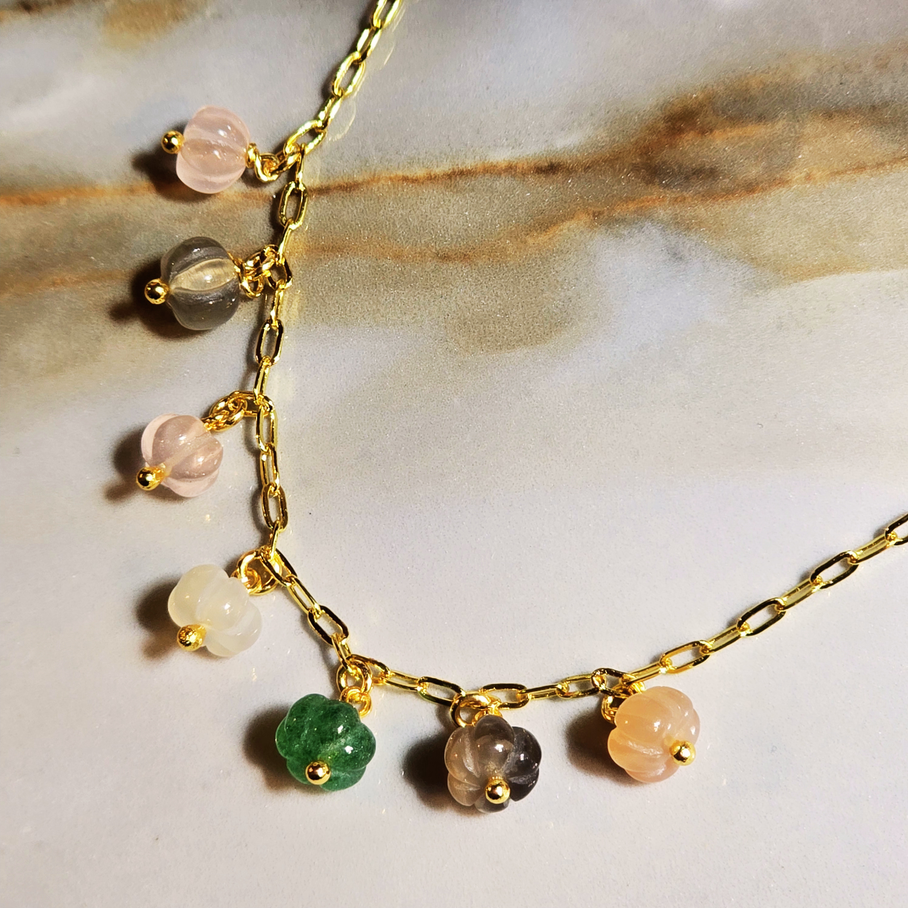 MOOCH London - Carved Gemstone Pumpkin Pendant Necklace