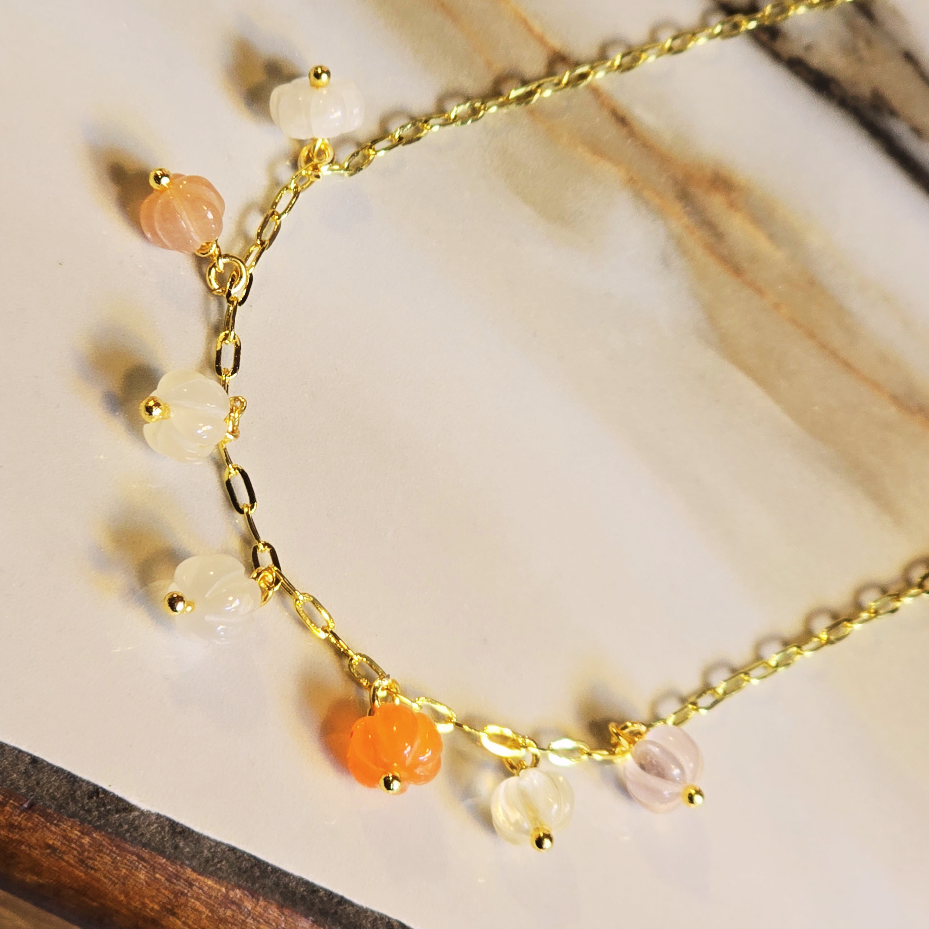 MOOCH London - Carved Gemstone Pumpkin Pendant Necklace