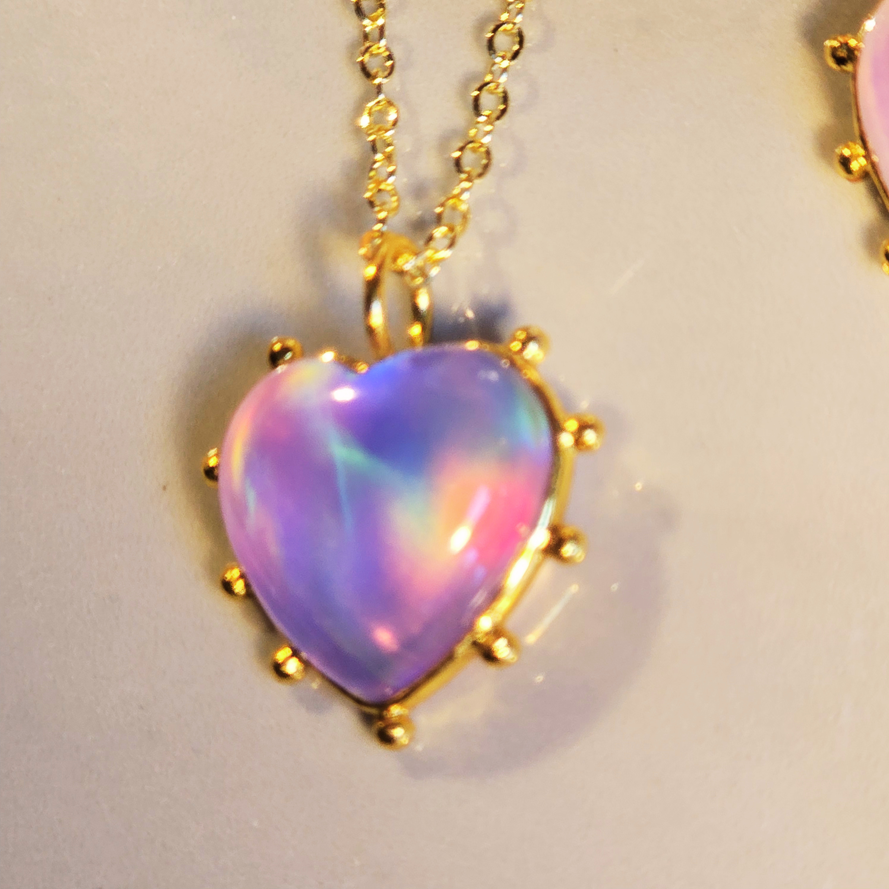 MOOCH London - Cultured Fire Opal Heart Pendant Necklace