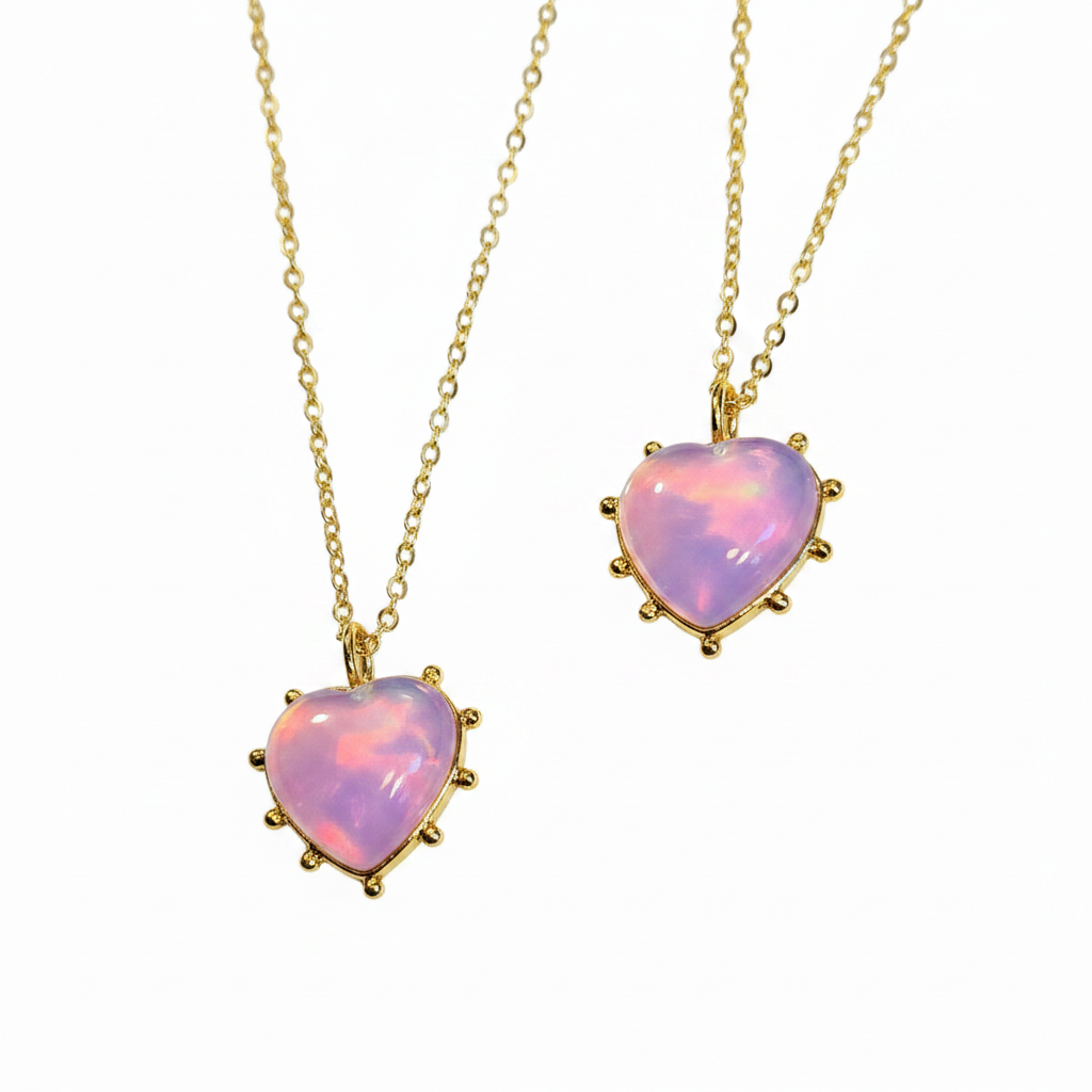 MOOCH London - Cultured Fire Opal Heart Pendant Necklace