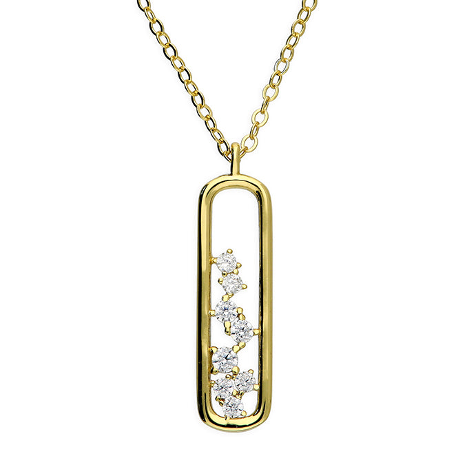 CZ Cherry Blossom Necklace - Gold Plated Sterling Silver