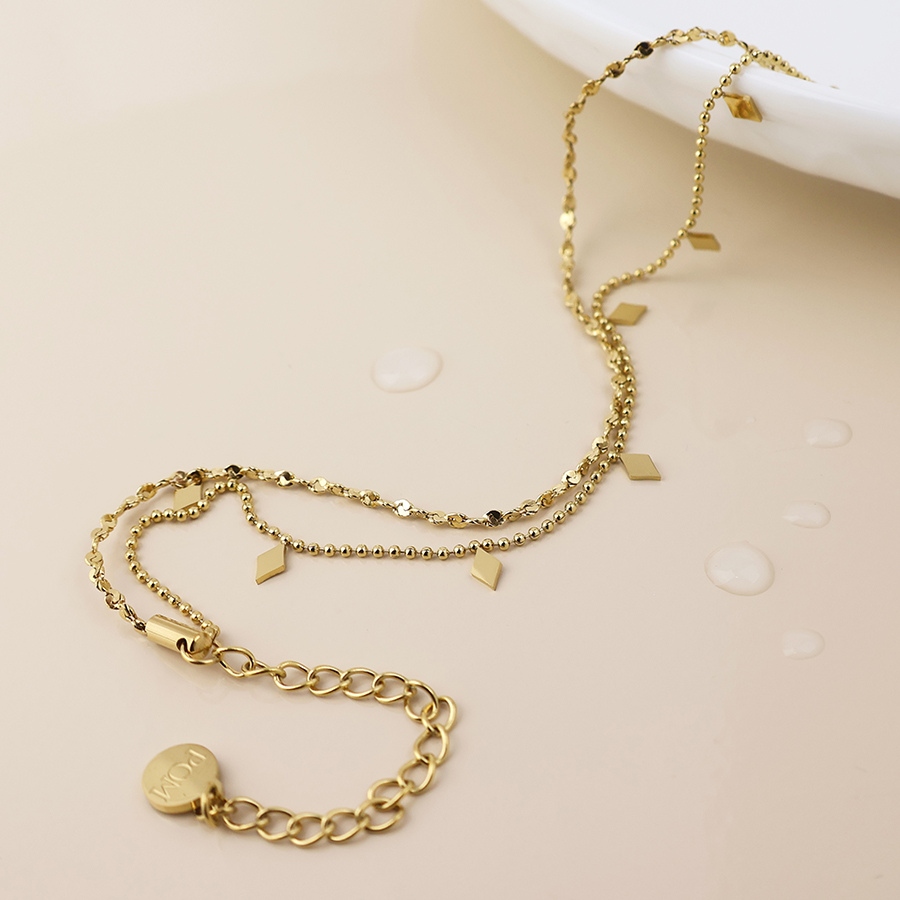 Waterproof Gold Plated Fine Multi Chain Charm Anklet