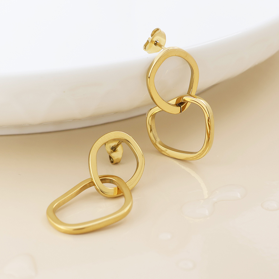 Waterproof Gold Plated Linked Hoop Earrings